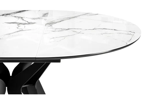 Стеклянный стол Рикла 110(150)х110х76 белый мрамор / черный 553565 Woodville столешница белая из стекло фото 4