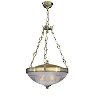 Люстра подвесная  L 6012/3 Reccagni Angelo белая прозрачная на 3 лампы, основание античное бронза в стиле классический 