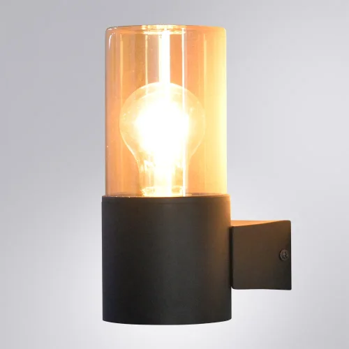 Настенный светильник Seginus A6515AL-1BK Arte Lamp уличный IP54 чёрный 1 лампа, плафон янтарный в стиле современный E27 фото 2