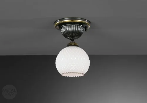 Светильник потолочный PL 8610/1 Reccagni Angelo белый 1 лампа, основание бронзовое в стиле классический 