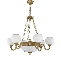 Люстра подвесная  L 9350/6+2 Reccagni Angelo белая на 8 ламп, основание золотое в стиле классический 