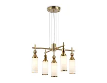Люстра подвесная LH55276 Ambrella light белая на 5 ламп, основание латунь в стиле современный Люстра подвесная LH55276 Ambrella light белая на 5 ламп, основание латунь в стиле современный