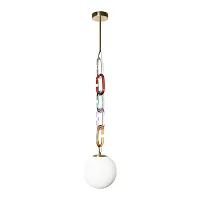 Светильник подвесной Chain 10128P Mult LOFT IT белый 1 лампа, основание разноцветное золотое в стиле современный шар