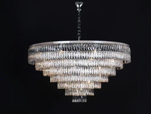 Люстра подвесная хрустальная 10129+37/C Newport прозрачная на 46 ламп, основание хром в стиле классический 