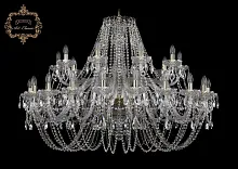 Люстра подвесная хрустальная 11.11.20+10.460.Gd.Sp Bohemia Art Classic прозрачная на 30 ламп, основание золотое в стиле классический Люстра подвесная хрустальная 11.11.20+10.460.Gd.Sp Bohemia Art Classic прозрачная на 30 ламп, основание золотое в стиле классический