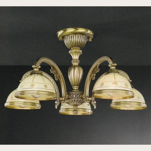 Люстра потолочная  PL 7024/5 Reccagni Angelo бежевая на 5 ламп, основание античное бронза в стиле классический 