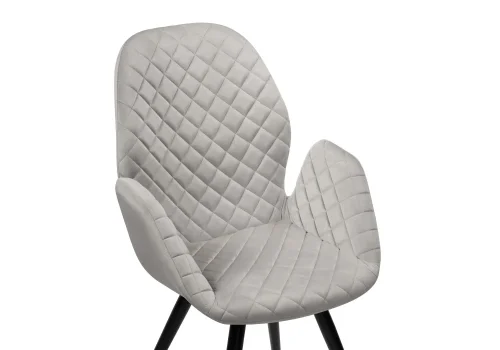 Кресло Муат крутящееся серый / черный глянец 566491 Woodville, серый/велюр, ножки/металл/чёрный, размеры - ****630*650мм фото 7