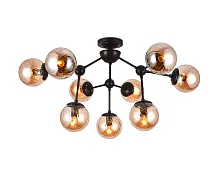 Люстра потолочная TR9018 Ambrella light янтарная на 9 ламп, основание коричневое в стиле лофт современный молекула шар