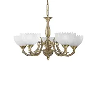 Люстра подвесная  L 3620/5 Reccagni Angelo белая на 5 ламп, основание античное бронза в стиле классический 