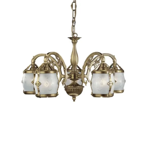 Люстра подвесная  L 4020/5 Reccagni Angelo белая на 5 ламп, основание античное бронза в стиле классический 