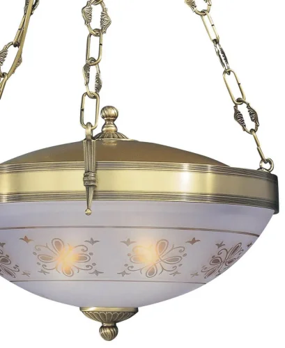 Люстра подвесная  L 6012/3 Reccagni Angelo белая прозрачная на 3 лампы, основание античное бронза в стиле классический  фото 2