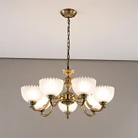 Люстра подвесная Севилья CL414173 Citilux белая на 7 ламп, основание бронзовое в стиле классика 