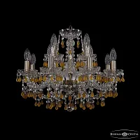 Люстра подвесная 1410/8+4/195 Pa V1003 Bohemia Ivele Crystal без плафона на 12 ламп, основание бронзовое в стиле классика виноград