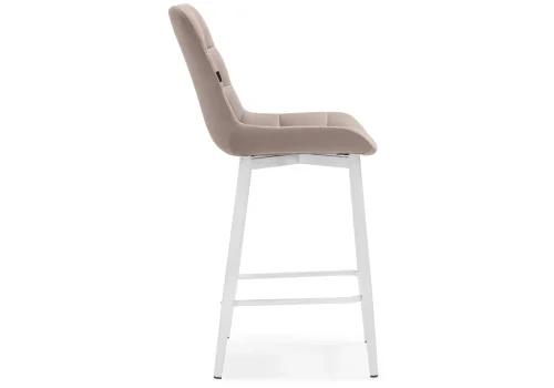 Полубарный стул Алст К латте / белый 502280 Woodville, бежевый/велюр, ножки/металл/белый, размеры - ****500* фото 3