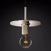 Светильник подвесной RH Utilitaire Disk Shade Pendant Silver 123644-22 ImperiumLoft никель 1 лампа, основание никель в стиле лофт 