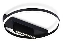 Светильник потолочный LED с пультом FL51458 Ambrella light чёрный 1 лампа, основание чёрное в стиле современный хай-тек кольца