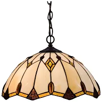 Люстра подвесная Тиффани 832-806-02 Velante коричневая бежевая на 2 лампы, основание коричневое в стиле тиффани орнамент