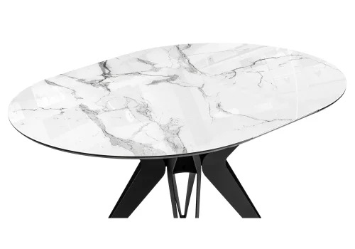 Стеклянный стол Рикла 110(150)х110х76 белый мрамор / черный 553565 Woodville столешница белая из стекло фото 5