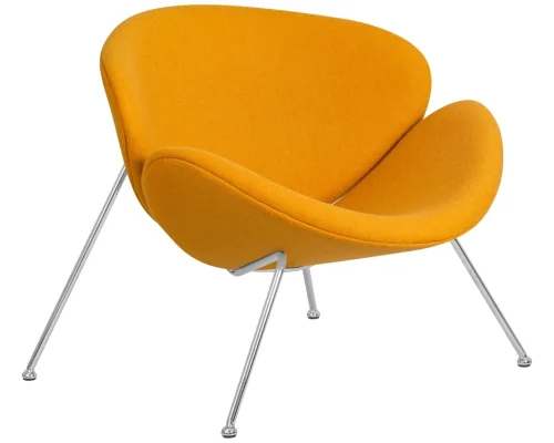 Кресло дизайнерское 72-LMO EMILY, цвет сиденья жетлый (AF13), цвет основания хромированная сталь Dobrin, жёлтый/винил, ножки/металл/хром, размеры - ****810*780 фото 2