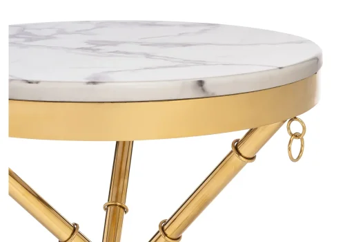 Журнальный столик Monika 50х55 marble / gold 15553 Woodville столешница белая из мдф фото 5