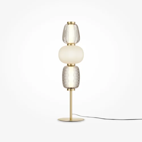 Настольная лампа LED Pattern MOD267TL-L28G3K Maytoni прозрачная белая 1 лампа, основание золотое металл в стиле арт-деко современный  фото 4