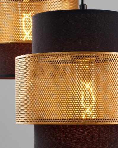 Светильник подвесной Gela V10491-3P Moderli золотой чёрный 3 лампы, основание чёрное в стиле современный лофт каскад фото 3