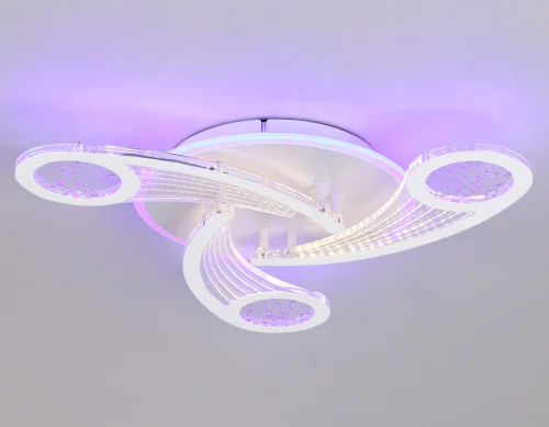 Люстра потолочная LED с пультом FA4475 Ambrella light белая на 1 лампа, основание белое в стиле современный хай-тек с пультом фото 5