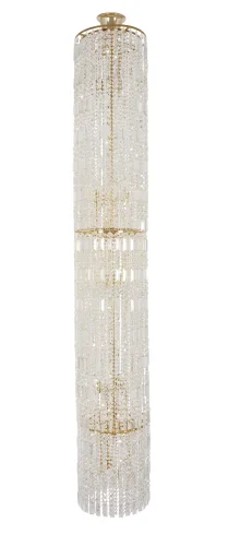 Люстра хрустальная каскадная столб Belluno E 1.9.35.200 G Dio D'Arte без плафона на 20 ламп, основание золотое в стиле классика 