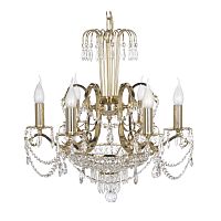Люстра хрустальная подвесная Alessandria E 1.1.6.600 G Dio D'Arte без плафона на 6 ламп, основание жёлтое золотое в стиле классический Люстра хрустальная подвесная Alessandria E 1.1.6.600 G Dio D'Arte без плафона на 6 ламп, основание жёлтое золотое в стиле классический