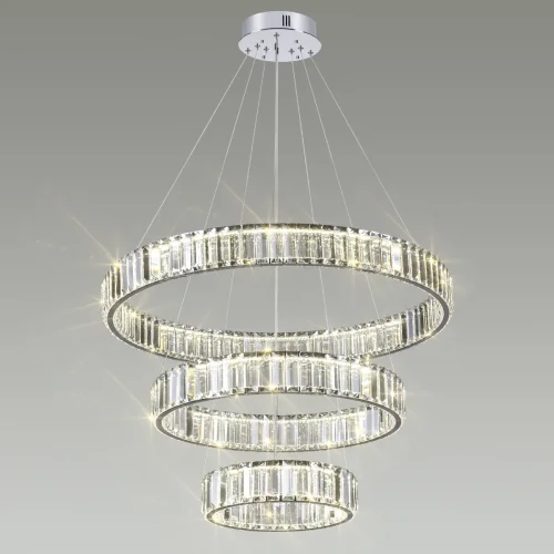 Люстра подвесная LED Vekia 4930/88L Odeon Light прозрачная на 1 лампа, основание хром в стиле современный кольца фото 4
