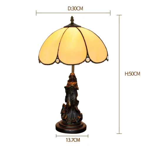 Настольная лампа Тиффани European OFT879 Tiffany Lighting бежевая 1 лампа, основание коричневое металл в стиле тиффани девушка фото 5