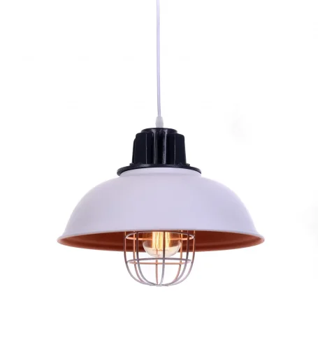 Светильник подвесной Fuko LDP 6859 WT Lumina Deco белый 1 лампа, основание чёрное в стиле лофт 