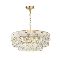 Люстра подвесная Chessi 5076/12 Odeon Light прозрачная белая на 12 ламп, основание золотое в стиле современный Люстра подвесная Chessi 5076/12 Odeon Light прозрачная белая на 12 ламп, основание золотое в стиле современный