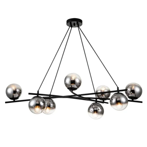 Люстра подвесная Balance 1119/8S Black Escada чёрная серая на 8 ламп, основание чёрное в стиле современный шар