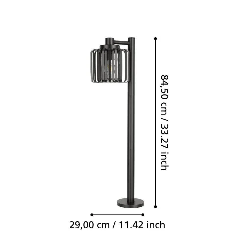 Парковый светильник Selinus 900684 Eglo уличный IP65 чёрный 1 лампа, плафон чёрный в стиле современный лофт E27 фото 2