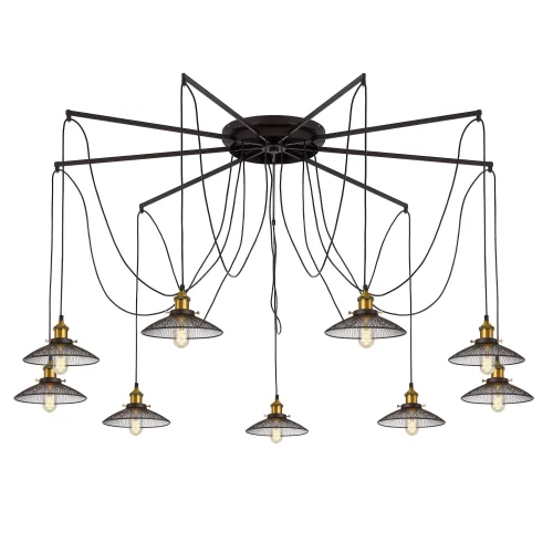 Светильник подвесной лофт Эдисон Spider CL451291 Citilux без плафона 9 ламп, основание латунь в стиле лофт spider паук фото 15
