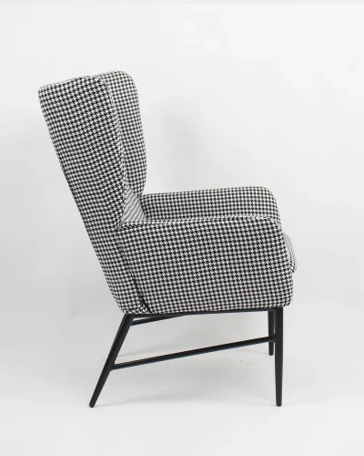 Кресло Мэйден гусиная лапка, черно-белый УТ000037092 Stool Group, серый/велюр, ножки/металл/чёрный, размеры - *970***660*730мм фото 3