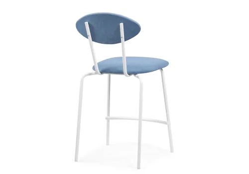 Полубарный стул Коумо катания дасти блю / белый матовый 516476 Woodville, синий/велюр, ножки/металл/белый, размеры - ****470*540 фото 4