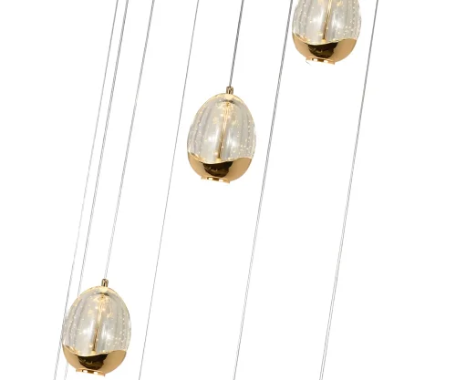 Люстра каскадная LED Берти 07866-10A,33 Kink Light прозрачная на 10 ламп, основание золотое в стиле современный каскад фото 2
