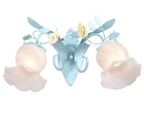 Бра Fiori di rose W184.2 Lucia Tucci белый на 2 лампы, основание голубое в стиле флористика прованс 