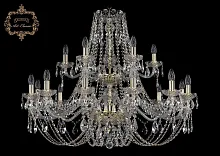 Люстра подвесная хрустальная 11.21.12+6.360.2d.Gd.Sp Bohemia Art Classic прозрачная на 18 ламп, основание золотое в стиле классический Люстра подвесная хрустальная 11.21.12+6.360.2d.Gd.Sp Bohemia Art Classic прозрачная на 18 ламп, основание золотое в стиле классический