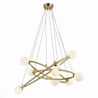 Люстра подвесная Rialto SL1508.203.09 ST-Luce белая на 9 ламп, основание золотое в стиле современный кольца молекула шар