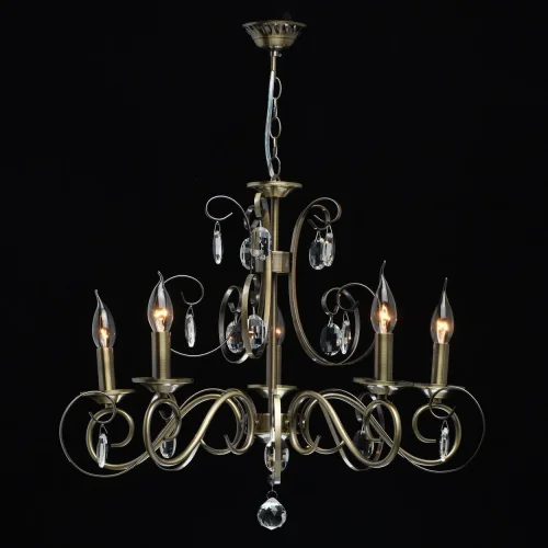 Люстра подвесная Аврора 371016105 DeMarkt без плафона на 5 ламп, основание античное бронза в стиле классический  фото 3