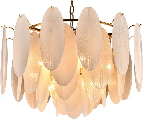 Люстра подвесная Rimini V10436-PL Moderli белая на 12 ламп, основание золотое в стиле флористика современный 