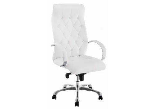 Компьютерное кресло Osiris white / satin chrome 15425 Woodville, белый/экокожа, ножки/металл/хром, размеры - ****620*