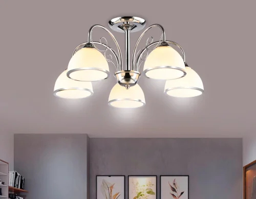 Люстра потолочная TR3182 Ambrella light белая на 5 ламп, основание хром в стиле классический  фото 3