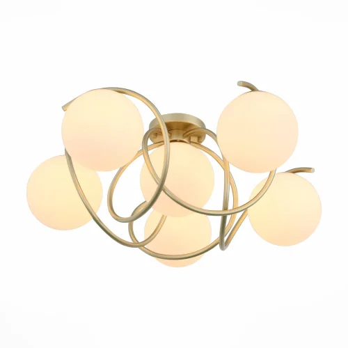 Люстра потолочная Acini SL711.202.06 Evoluce белая на 6 ламп, основание золотое в стиле современный шар