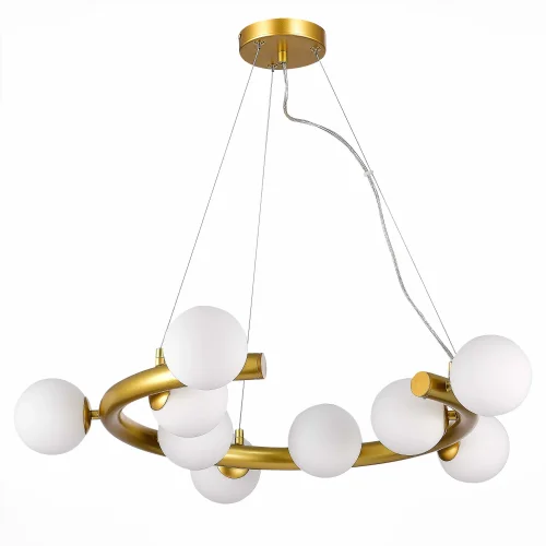 Люстра подвесная Asolo SL1185.203.09 ST-Luce белая на 9 ламп, основание золотое в стиле современный шар фото 2