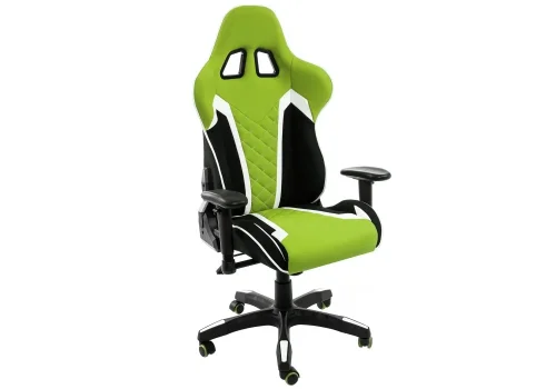 Кресло игровое Prime черное / зеленое 1858 Woodville, зелёный/ткань, ножки/металл/чёрный, размеры - *1310***700*700 фото 2