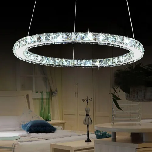 Светильник подвесной LED Edito V1580-PL Moderli прозрачный 1 лампа, основание хром в стиле хай-тек кольца фото 4
